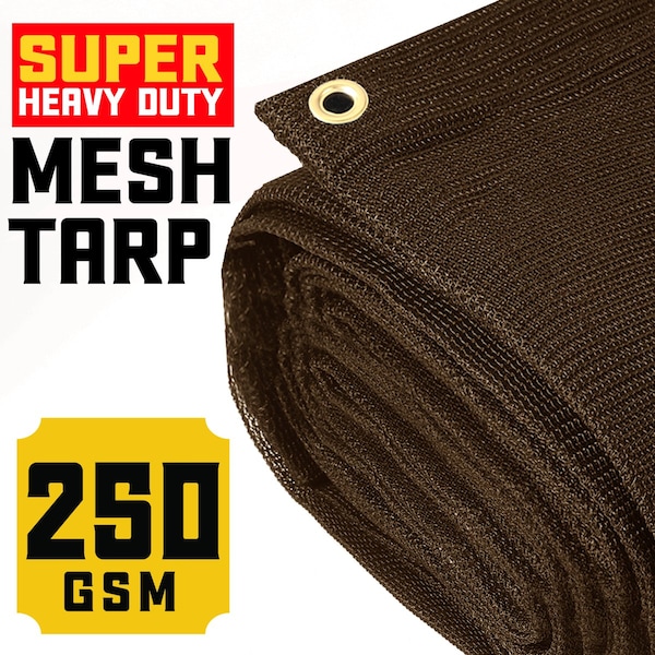 16ft.X20ft. Brown 250 GSM 7.5OZ Heavy Duty Mesh Tarp,UV Resistant